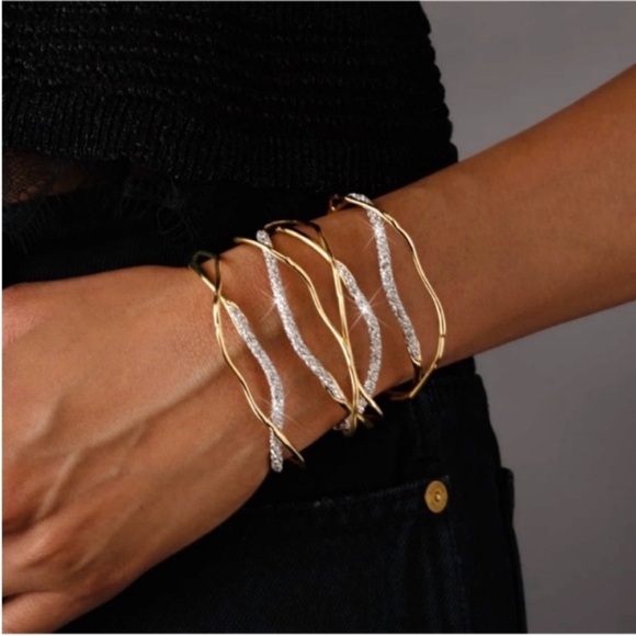 ALEXIS BITTAR • Solanales Gold Silver Crystal Cuff Bracelet - Picture 11 of 16